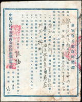 1949年中國人民解放軍西北軍區南鄭市警備司令部/政治部《蔣軍官兵遣送回籍證》(20.5*17cm)一件,簽用,清晰完整,十字折,水漬痕,80新(Page 85)