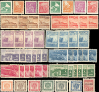 民國郵票61套,重點包括:國民政府還都紀念及其東北貼用.郵政總局成立50週年.國民大會及其東北貼用.行動郵局及郵亭.國營招商局75週年.上海版單位郵票.資助防癆附捐.慶祝勝利.教師節紀念.行憲紀念.郵政儲金圖郵票.中信版軍郵等,品像混合或有重複,部分輕貼,F-VF,歡迎至官網瀏覽全貌