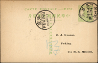 韓目#18.改版帆船1分明信片,銷『京奉/第四段/六年五月卄九』火車戳,北京29.MAY.17到戳(Page 46)