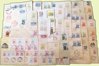 台灣各式封片753件:(1)中早期未使用首日封213封,包括有:臺灣省橫貫路通車.招商局八十五週年.世界童子軍五十週年.農業普查.世界通信週.亞洋郵盟十周年.集郵.亞洋郵盟執行委員會一九七一年年會.體育(61年版).台灣昆蟲.清瓷.廣播事業三十週年等,多重複;(2)各時期低值封,含白封.私封.寶郵封等,共335封,包括有:臺灣省橫貫公路開工週年.莊敬自強.保衛金馬.世界通信週.各版莒光樓(佔50%).國立臺灣科學館等,部分實寄;(3)標準信封貼莒光樓.地圖低值票銷紀戳或日戳35封;(4)外展封:1973年美國聖若望大學中山堂落成2封,1974年邁阿密郵展2封,1976年美國中華集郵會加州區郵展30封,均貼票銷首日戳;(5)台中市律師公會私片136片,均貼九建1元票1枚,未使用