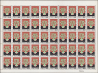 紀64.世界難民年紀念新票2全一全張50套,原膠挺版,3元背面多處齒淡黃,VF-F(Page 84)