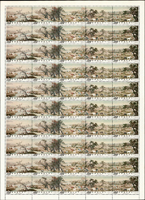 專68.百駿圖古畫新票7全一全張50套,原膠折版,軟印痕,邊紙緣淡黃斑無損票,1元連刷票其中1版背面二齒淡黃,無嚴重黃斑,VF-F(Page 86)