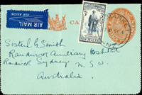 郵簡二件:(1)1957年丹麥寄埔里航空郵簡,貼丹麥郵票2枚銷納克斯科夫1957.10.3戳,背銷台北1957.10.11戳,埔里1957.10.12到戳;(2)1951年紐西蘭2便士郵簡加貼3D票1枚寄澳洲;林茂興舊藏(Page 120)