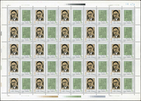 J122.鄒韜奮誕生九十週年新票2全4版,共100套,原膠折版,左上角均有斜壓痕,其中1版背面局部淡斑點,VF-F