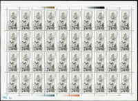 1996-5.黃賓虹作品選新票6全三全張,共120套,原膠挺版,少數背面有墨點,VF(Page 136)