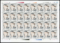 1997-4.潘天壽作品選新票6全三全張,共96套,原膠挺版,其中(6-6)1版背面左上1齒淡黃不易看出,其餘VF(Page 136)