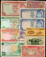 各國中早期鈔券70枚,國家包括有:汶萊.新加坡.德國.哥倫比亞.土庫曼.阿富汗.巴西.俄羅斯.韓國.緬甸.寮國.西班牙.印尼.新加坡.西薩摩亞.吉爾吉斯.土耳其.荷蘭.越南.匈牙利.聖多美普林西比.不丹.阿根廷.英國.羅馬尼亞.以色列等,品種豐富少數重複,約1/3有摺痕,75-80新,其餘90-全新