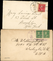 1927年美國華軍郵封3件,其中一件貼美國1分2枚,自漢口寄華盛頓,另二件為美國國內互寄