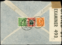 1940年上海寄英格蘭航空檢查封,貼烈士像肆角.伍角.國父像伍圓,封上打印 “BY PAN AMERICAN AIRWAYS VIA U.S.A.” 銷上海 5.12.40. SHANGHAI 戳(Page 59)