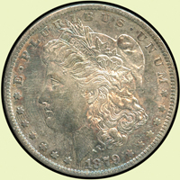 美國(AMERICA)1879年摩根1元銀幣,O記,五彩光,UNC(Page 41)