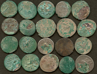 柬埔寨(Cambodia)1874年1/8鳥雀圖銀幣共20枚,少見,綠鏽,VF
