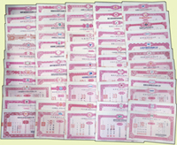 1990~2002年臺灣各公司股票樣張1260張,尺寸約:25*15cm,公司包括有:亞洲光學.遠傳電信.李長榮化工.皇翔建設.青雲電器.杏輝藥品.聯華電子.禾伸堂.統一證券.濟生化學製藥.臺灣半導體.皇統光碟.三洋紡織.華美電子.大田精密.台証綜和證券.中宇環保.亞旭電腦.太平洋建設.茂德科技.好樂迪.華豐橡膠.大山電線電纜.知本老爺酒店等等,品種豐富,或有重複,保存尚佳,總重約5096克,歡迎至官網瀏覽全貌